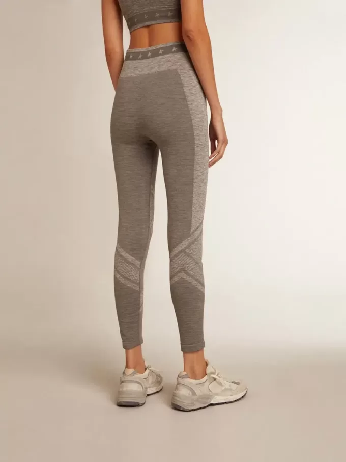 Grå melerade leggings för dam med blandade sömmar Grå melerade leggings för dam med blandade sömmar