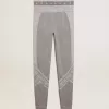 Grå melerade leggings för dam med blandade sömmar Grå melerade leggings för dam med blandade sömmar