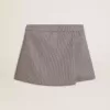 Grå minishorts för dam i hundtandsmönstrad ull Grå minishorts för dam i hundtandsmönstrad ull