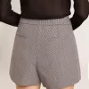Grå minishorts för dam i hundtandsmönstrad ull Grå minishorts för dam i hundtandsmönstrad ull