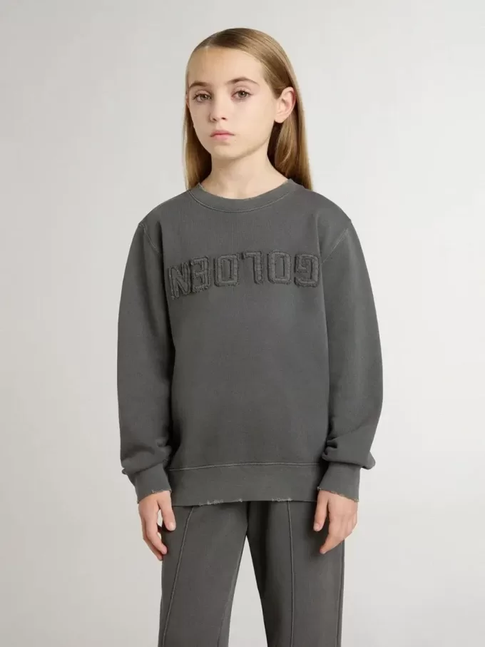 Grå sweatshirt för barn med upphöjt logo
