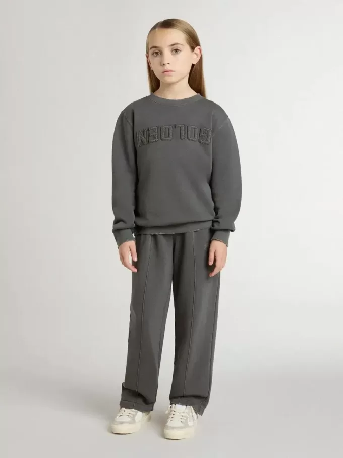 Grå sweatshirt för barn med upphöjt logo