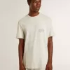 Grå T-shirt för herr med svart text