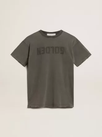 Grå T-shirtklänning för damer med slitna detaljer