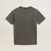 Grå T-shirtklänning för damer med slitna detaljer