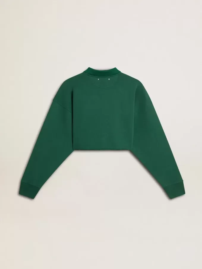 Grön kort polo-tröja med tryck för damer Grön kort polo-tröja med tryck för damer