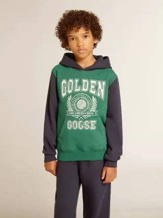 Grön och blå hoodie med tryck för pojkar