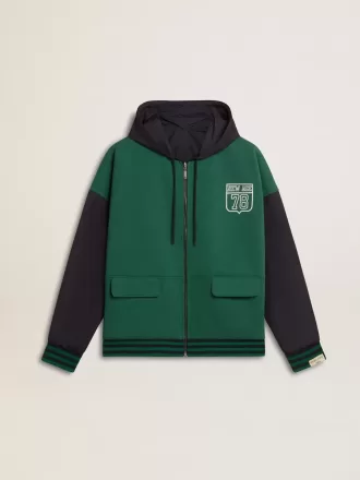 Grön och blå vändbar hoodie för herr