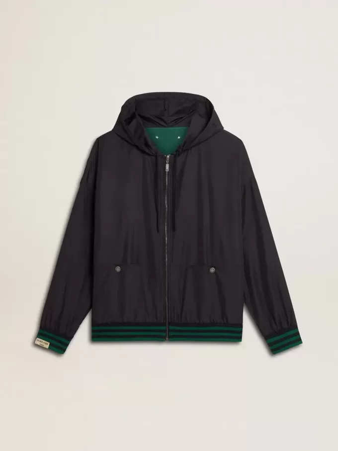 Grön och blå vändbar hoodie för herr