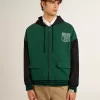 Grön och blå vändbar hoodie för herr