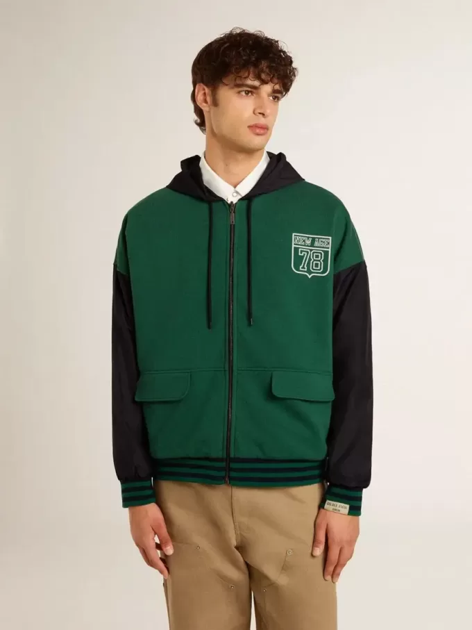 Grön och blå vändbar hoodie för herr