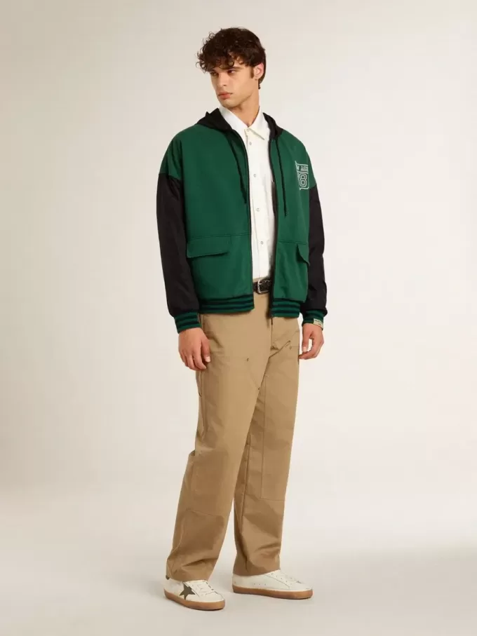 Grön och blå vändbar hoodie för herr