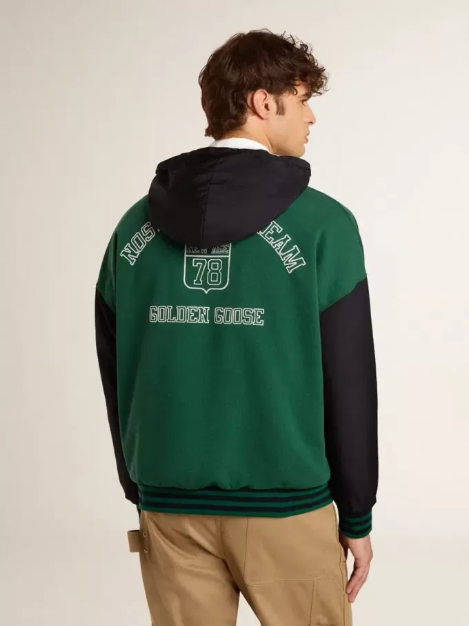 Grön och blå vändbar hoodie för herr