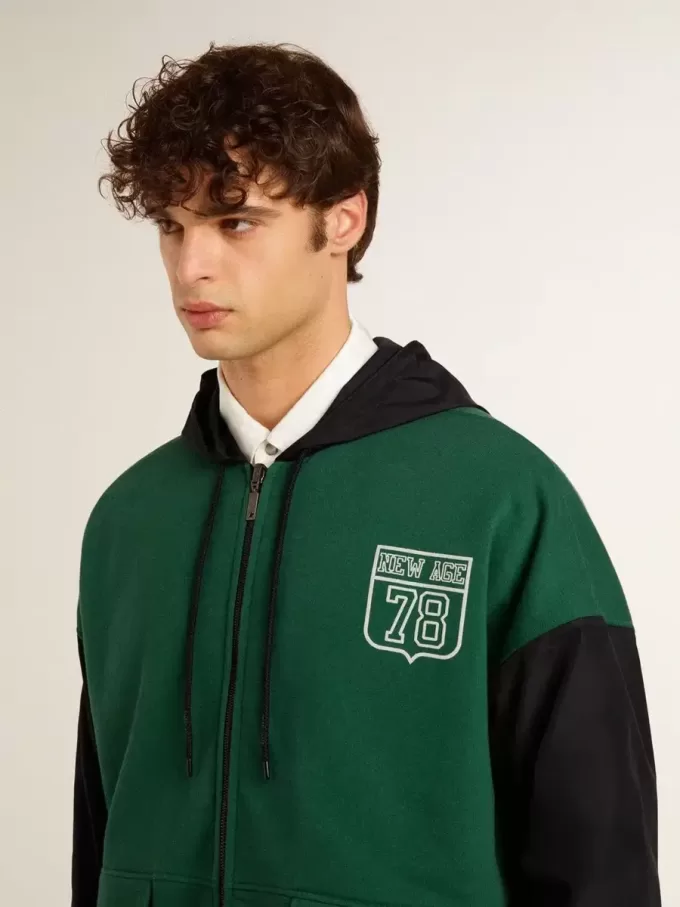Grön och blå vändbar hoodie för herr