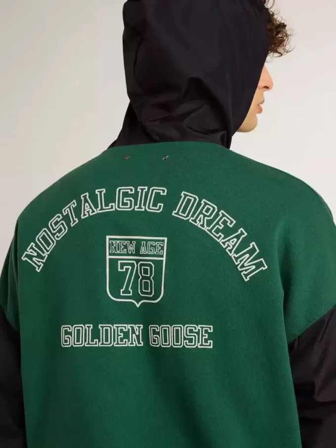 Grön och blå vändbar hoodie för herr