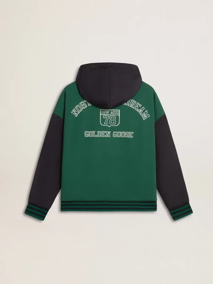 Grön och blå vändbar hoodie för herr