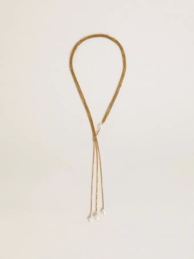 Halsband med antikguldfärgade kedjor med pärlor Halsband med antikguldfärgade kedjor med pärlor