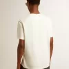 Herr-T-shirt i bomull i åldrat vitt med tryck på hjärtat Herr-T-shirt i bomull i åldrat vitt med tryck på hjärtat