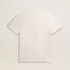 Herr-T-shirt i bomull i åldrat vitt med tryck på hjärtat Herr-T-shirt i bomull i åldrat vitt med tryck på hjärtat