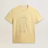 Herr-T-shirt i bomull i ljusgult med blekta bokstäver