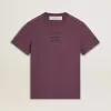 Herr-T-shirt i bomull i slitet lila med logotryck