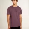Herr-T-shirt i bomull i slitet lila med logotryck