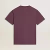 Herr-T-shirt i bomull i slitet lila med logotryck