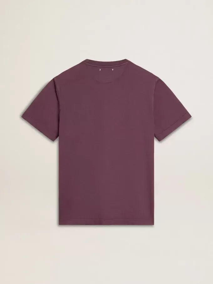 Herr-T-shirt i bomull i slitet lila med logotryck