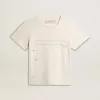 Herr-T-shirt i åldrad vit bomull med tryck och broderi