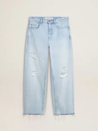 Herrbyxor i denim med sliten effekt