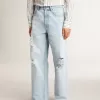 Herrbyxor i denim med sliten effekt Herrbyxor i denim med sliten effekt