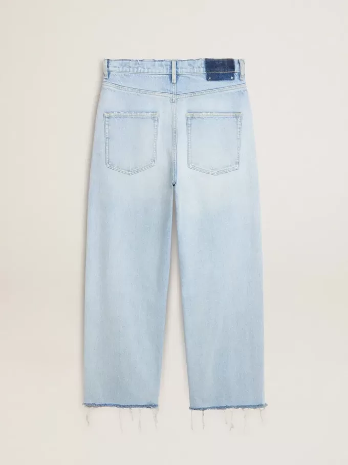 Herrbyxor i denim med sliten effekt Herrbyxor i denim med sliten effekt