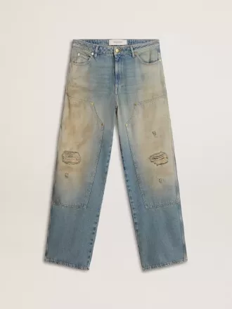 Herrjeans i slitna sandtvättad stil