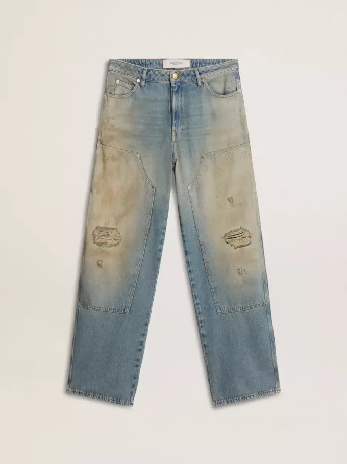 Herrjeans i slitna sandtvättad stil Herrjeans i slitna sandtvättad stil