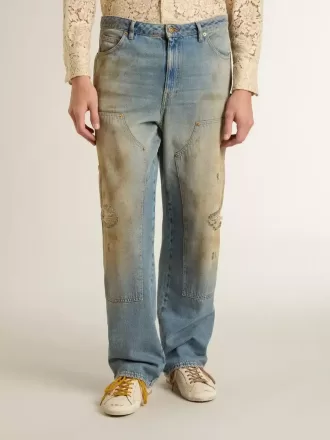 Herrjeans i slitna sandtvättad stil