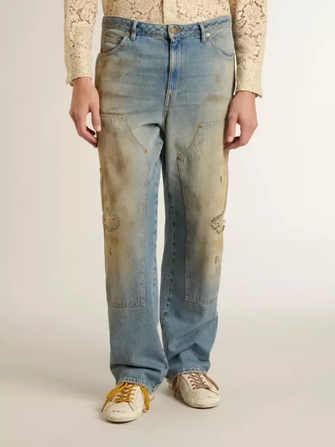 Herrjeans i slitna sandtvättad stil Herrjeans i slitna sandtvättad stil
