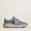 Herrskor med löparsula i ljusblå nylon och nubuck med svart stjärna Herrskor med löparsula i ljusblå nylon och nubuck med svart stjärna