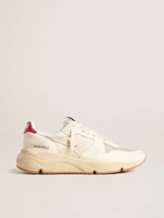 Herrskor med löparsula i nappaläder med beige läderstjärna och röd hälflik
