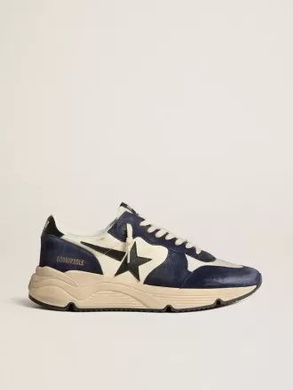 Herrskor Running Sole i svart och beige nappa med svart stjärna och hälflik