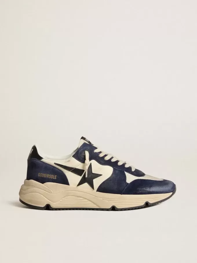 Herrskor Running Sole i svart och beige nappa med svart stjärna och hälflik Herrskor Running Sole i svart och beige nappa med svart stjärna och hälflik