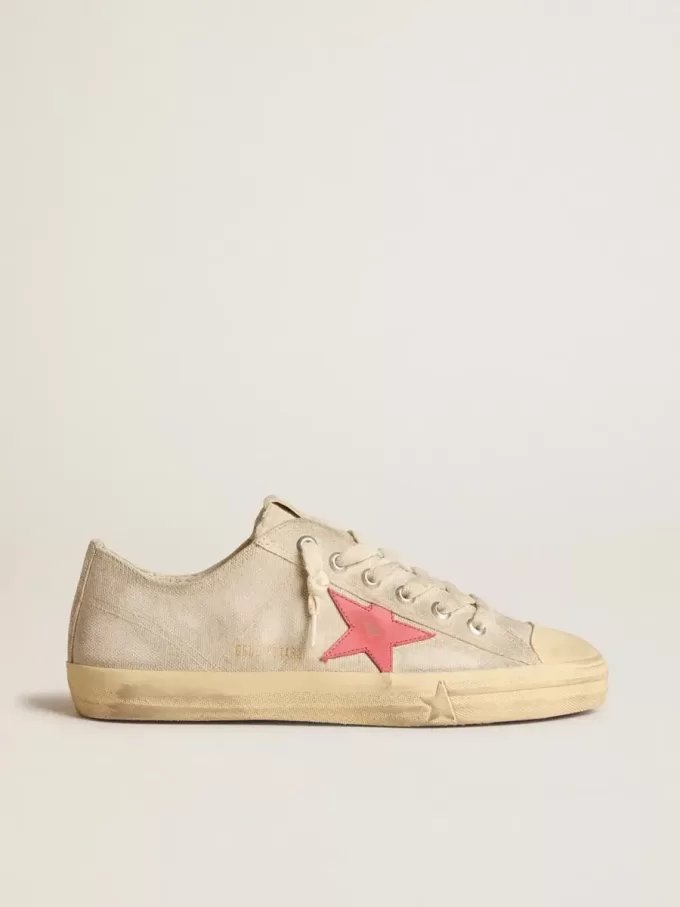 Herrskor V-Star i ljusgrå canvas med röd läderstjärna Herrskor V-Star i ljusgrå canvas med röd läderstjärna