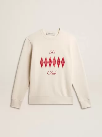 Herrtröja i bomull med rund hals och broderad text