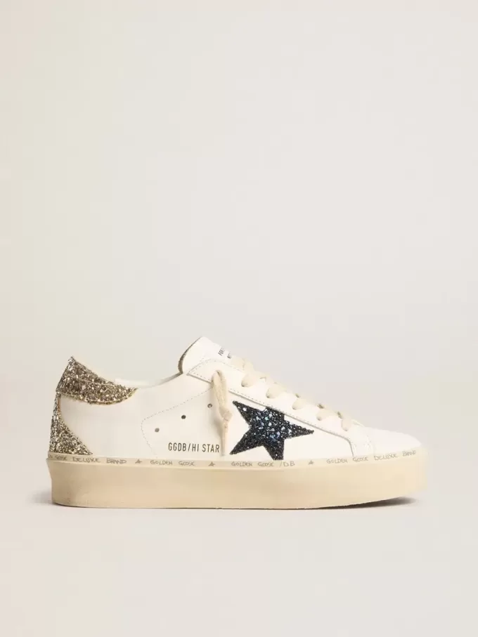 Hi Star för damer med blå glitterstjärna och platina glitter på hälfliken Hi Star för damer med blå glitterstjärna och platina glitter på hälfliken