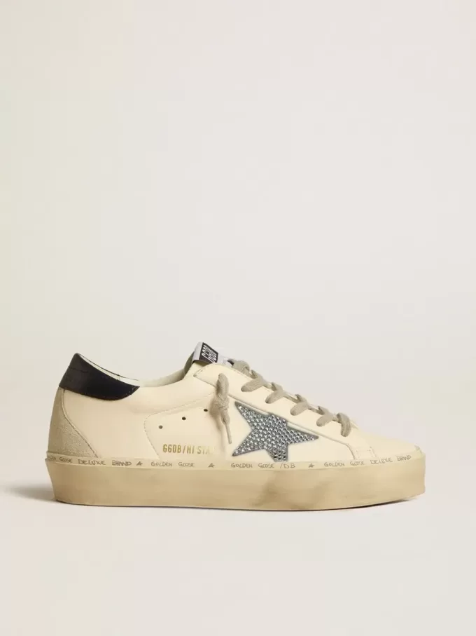 Hi Star i nappa med Swarovski-kristallstjärna och mörkblå läderflik på hälen Hi Star i nappa med Swarovski-kristallstjärna och mörkblå läderflik på hälen