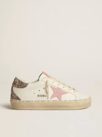 Hi Star i vitt läder med rosa mockastjärna och rosa glitterhälflik