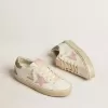 Hi Star i vitt läder med rosa mockastjärna och rosa glitterhälflik