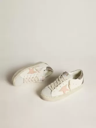 Hi Star i vitt nappa med rosa läderstjärna och glitterhälflik