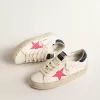 Hi Star med fuchsiafärgad läderstjärna och blå glitterklackflik Hi Star med fuchsiafärgad läderstjärna och blå glitterklackflik
