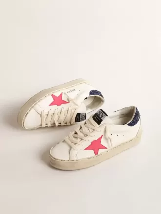 Hi Star med fuchsiafärgad läderstjärna och blå glitterklackflik