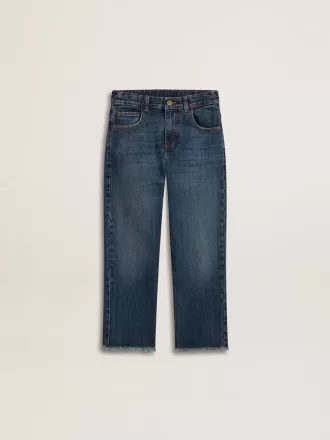 Jeans för pojkar med rå kant och broderi